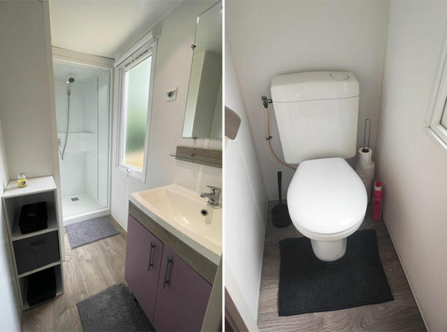 Salle de bain et WC privatifs - Mobil home à La Roque d'Anthéron