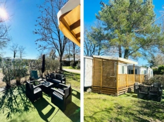 Espace extérieur du mobile home 228 du camping des Iscles